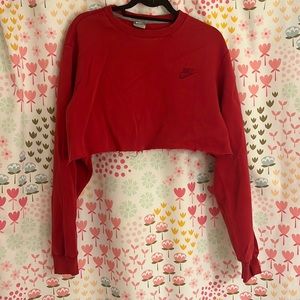 Red cropped Nike crew neck